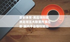 杏彩体育-英超领衔欧洲足球五大联赛开赛在即 国内平台版权就位